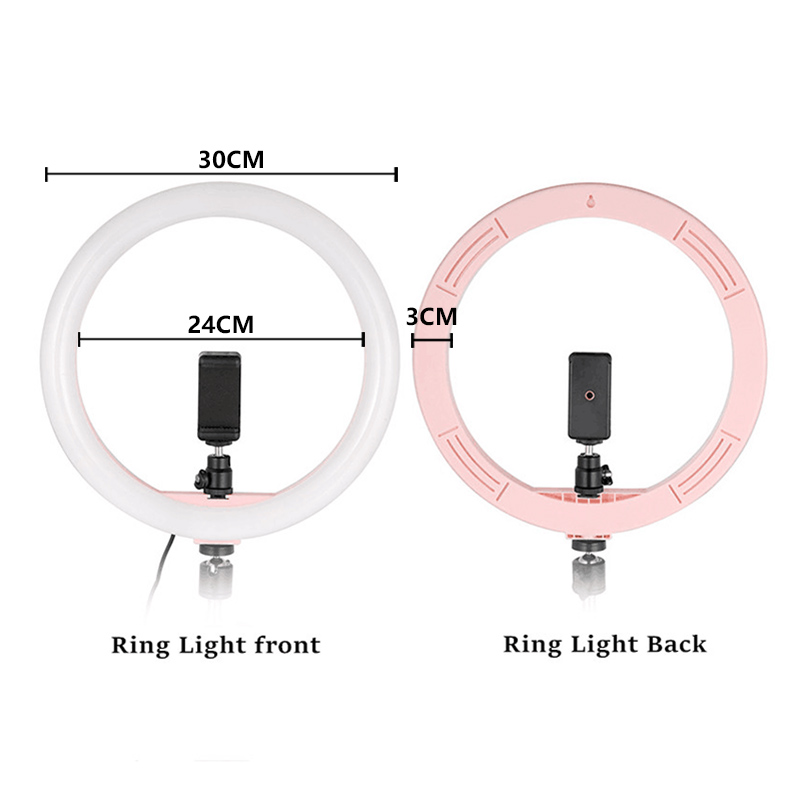 12 zoll LED Ring Licht Fotografie Dimmbare 5500K 24W Foto Studio Licht Adapter Stecker für iPhone mit 1,1 m Stativ Telefon Taschen