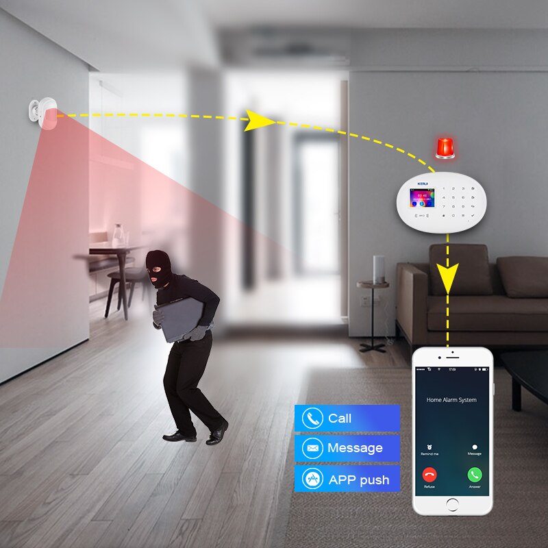 Kerui DIY Wireles Sicherheit Alarm System WIFI GSM Bewegung Sensor Heimat Einbrecher Sicherheit Alarm Bausatz 6 Sprachen Umschaltbar 120dB