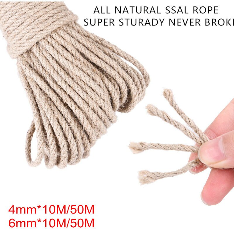 Cuerda Sisal Natural hazlo-tú-mismo, espirales rascador para gato, cubierta de jardín, mascotas, armazón de escalada para gatos, cuerda de cáñamo para rascar mascotas