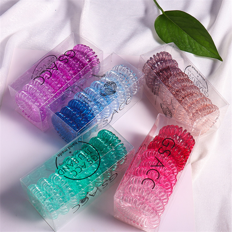 9 stuks telefoonring haarbanden voor dames met doos, elastische rubberen haarringen, haaraccessoires, stylingtool met kleurverloop en snoepkleur