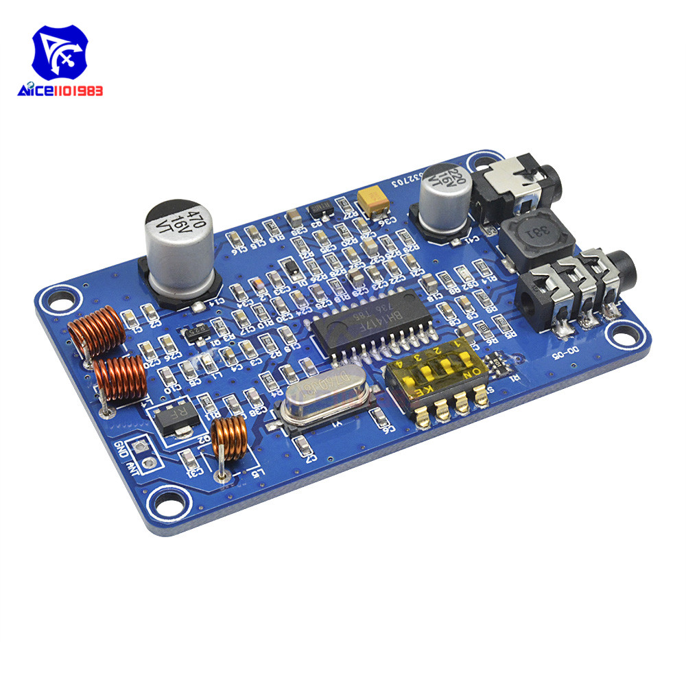 diymore BH1417 50Hz-15000Hz Wireless Stereo PLL FM Transmitter Module Digital 2 Channel Radio Station Board DC 5-6V