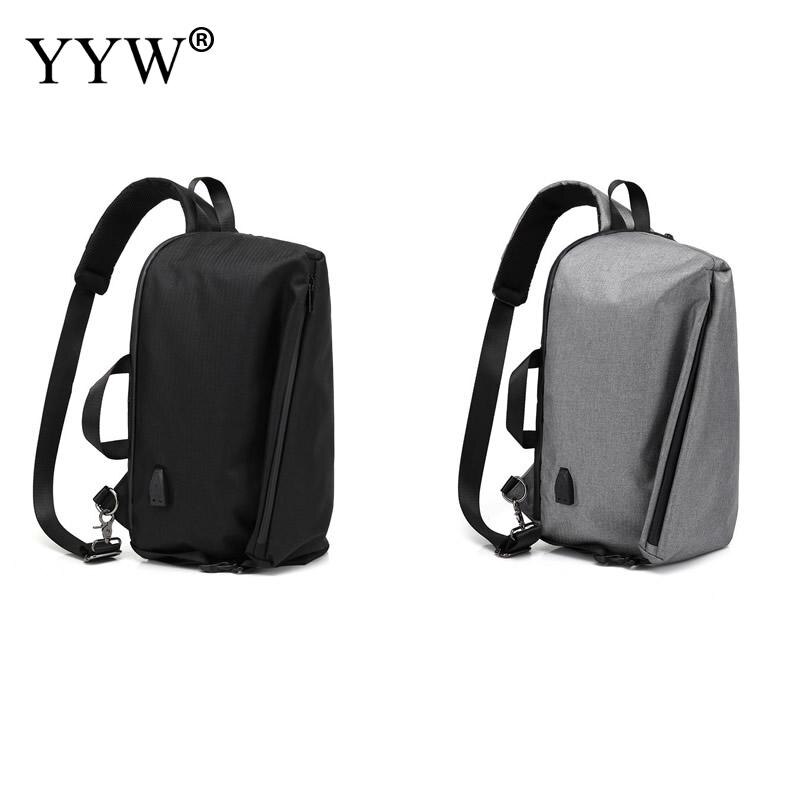 Yyw casual masculino estilingue saco com interface usb caixa crossbody bolsa preto mensageiro grande saco multifuncional sacos de peito