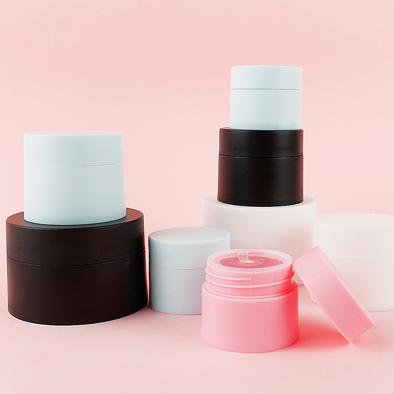 30 stuks 5g/10g/15g/20g/30g/50g roze plastic potjes, matglazen potjes voor cosmetische crème, lege dubbelwandige potjes voor los poeder met schroefdeksel