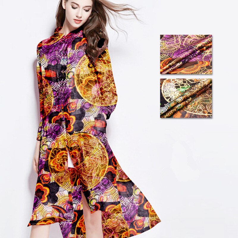 Gold silk jacquard fabric per meter material soft shirt fabric for dress high-grade silk cloth