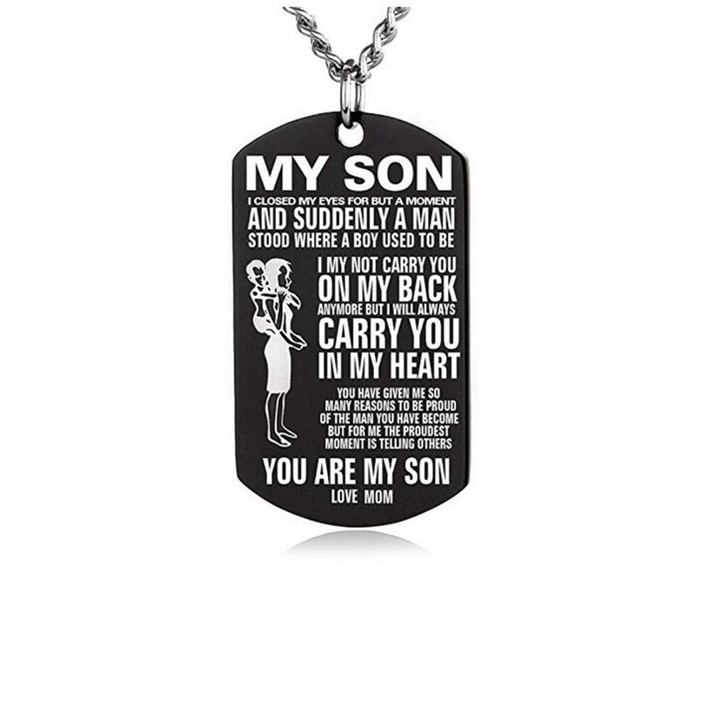 Yamily Mijn Zoon U MIJN ZOON LOVE DAD ketting Zilver zwart Rvs hanger ketting zoon vader sieraden