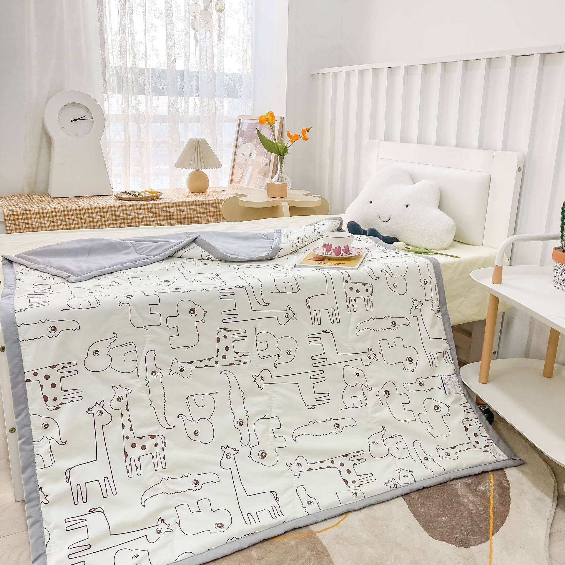 Lente en zomer gewassen katoenen quilt airconditioner quilt cartoon kinderen kleuterschool quilt studentenflat dunne quilt: 1