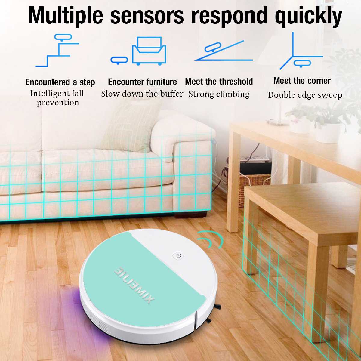 1800Pa Smart Sweeping Robot Floor Spray UV Disinfection Sterilization 3-In-1 USB Rechargeable Dry Wet Sweeping Vacuum Cleaner