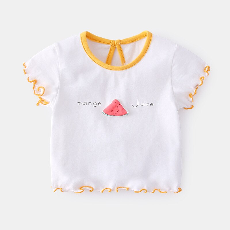 Ropa de verano para bebé, camisetas de manga corta para niña, camisetas de algodón con dibujos animados de fresa y piña