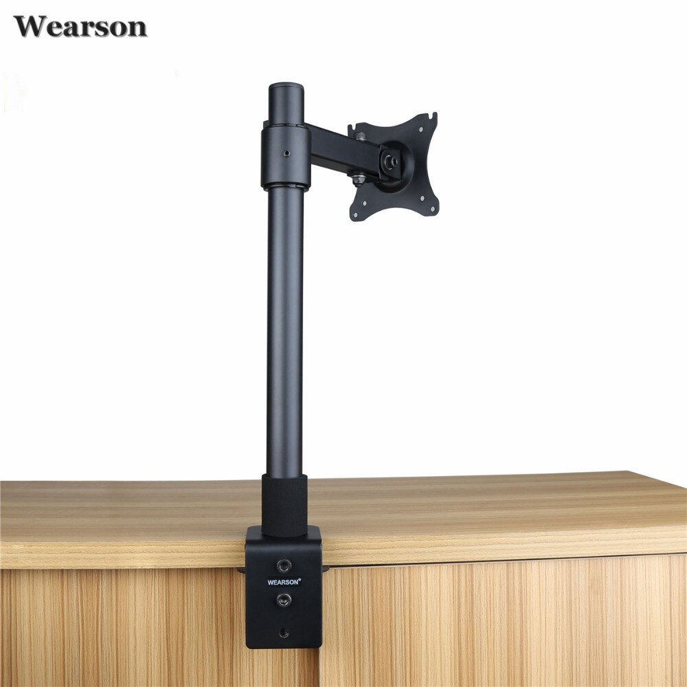 Wearson Single LCD Monitor Desk Mount Stand 60cm Height Adjustable Tilt 360 Swivel Thickened Steel VESA 100x100mm Fits 22"-42"