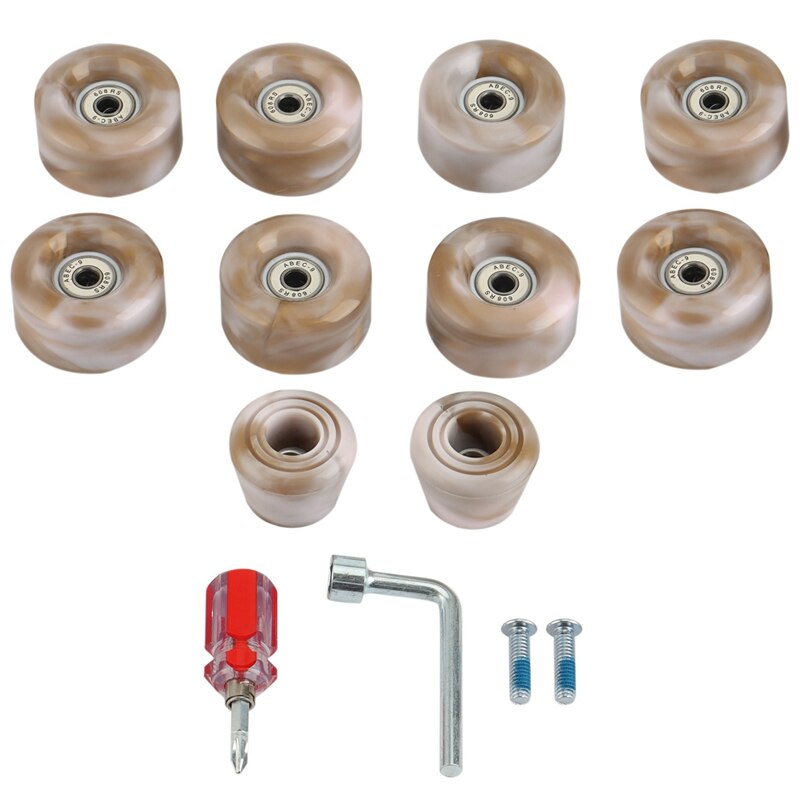 8 Pack 82A Roller Skate Wielen 32X58Mm, Skate Wielen Met Lagers Geïnstalleerd Dubbele Rij Schaatsen Accessoires: Bruin