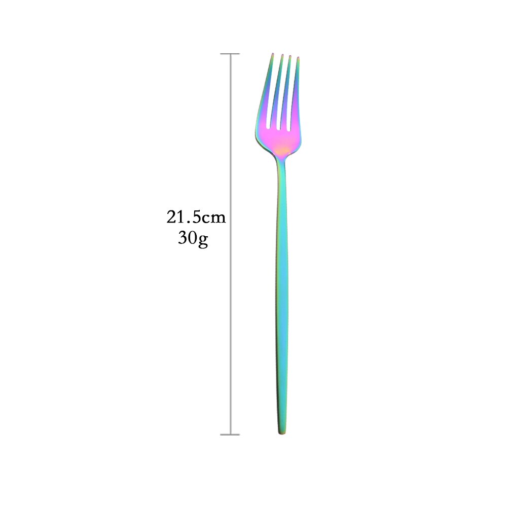 Matte Stainless Steel Dinner Cutlery Set Rainbow Tableware Kitchen Dinnerware Set Fork Coffee Spoon Knife Silverware Flatware: Dinner Fork