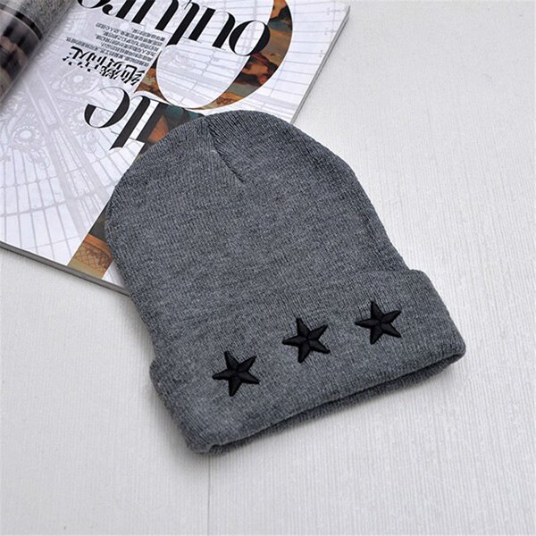 Chapeau tricoté Hip Hop brodé | Casquette d'hiver pour femmes, Bonnet étoiles extérieur, Bonnet de Ski couleur unie, Bonnet de Ski femme, automne et printemps: Gris