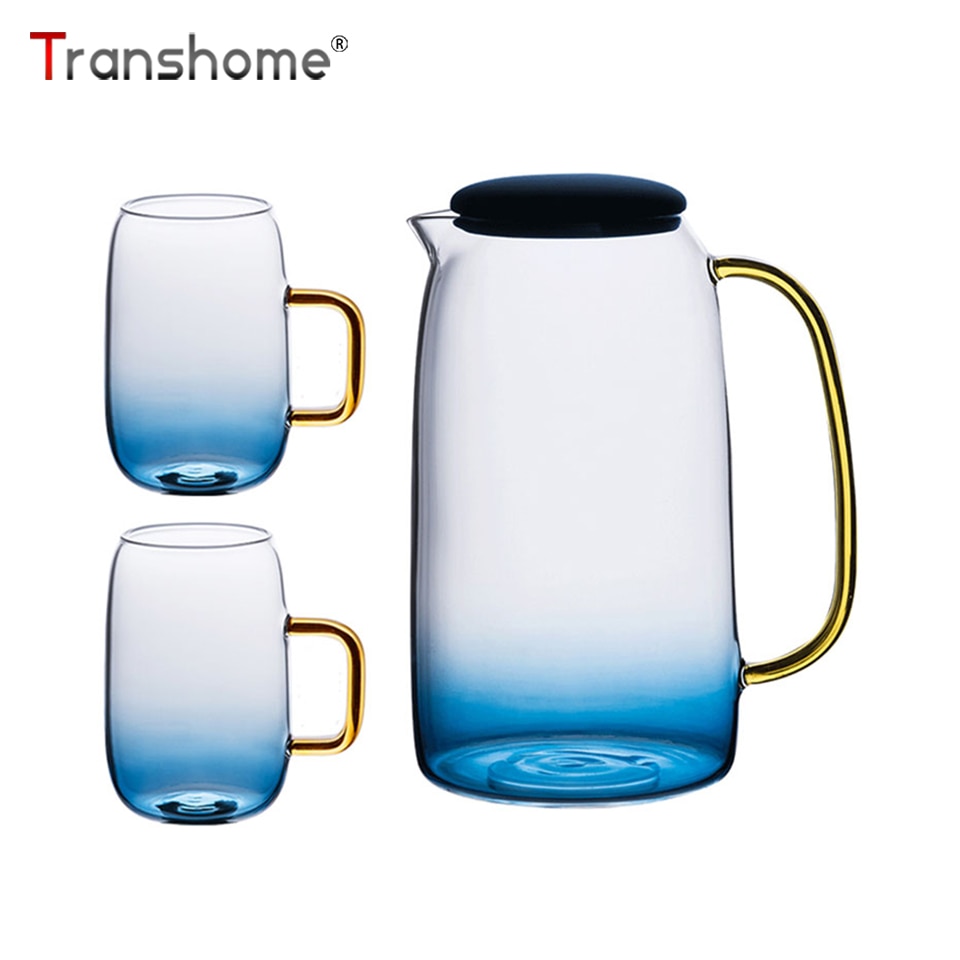 Transhome Glas Thee Pot En Cup Set Koffie Mok Glas Koffie Kopjes Set Draagbare Reizen Mok 1500 ml Thee glas Ketel