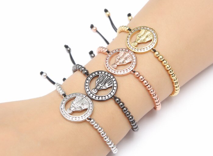 Goud zilver micro pave cz Zirconia touw aangepast Koperen Kralen Armband xfg34 meisje Charm Gevlochten Armbanden Vrouwen