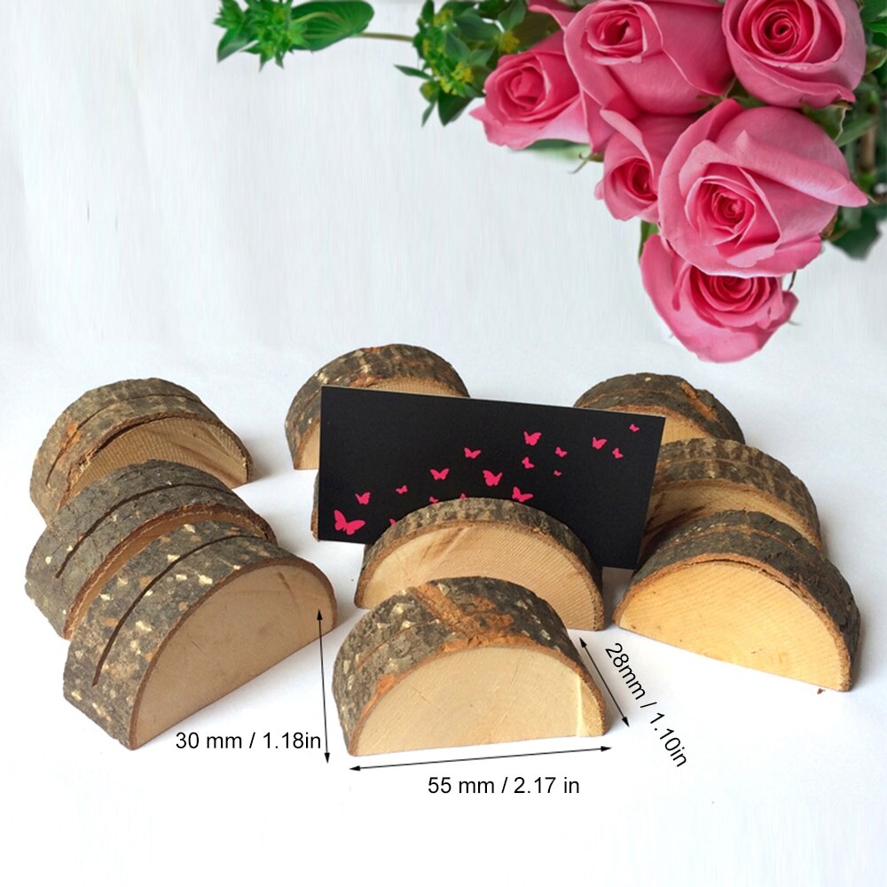10pcs Table Number Holder Wooden Table Name Number Holders Wood Base Card Picture Note Clip for Wedding Party Tables Decorations