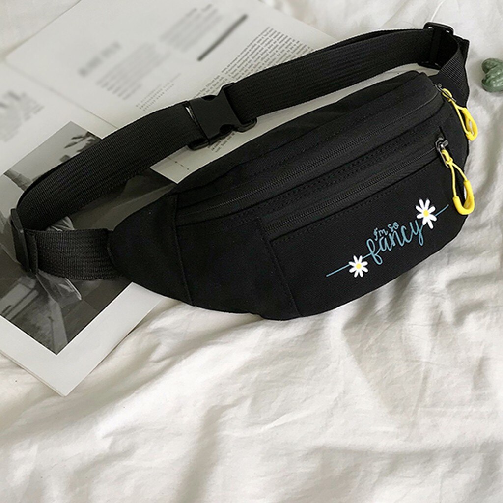 Women Canvas Fanny Pack Waist Bag student streetwear Trendy chest bag Solid Cute Pattern Belt bag nerka Purse Pouch pochete