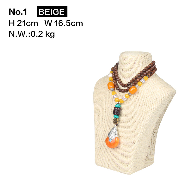 Hanf Seil Halskette Display Stand Halter Nizza Neue Halskette Aufhänger Schmuck Display Büste Modell Rack: No.1 Beige
