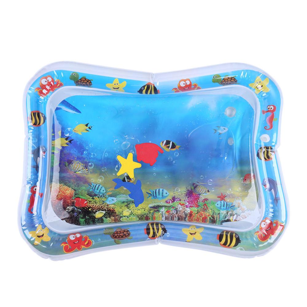 Summer Baby Inflatable Water Play Mat Tummy Time Playmat Fun Activity Play Center Early Education Toys Play: Deep Blue