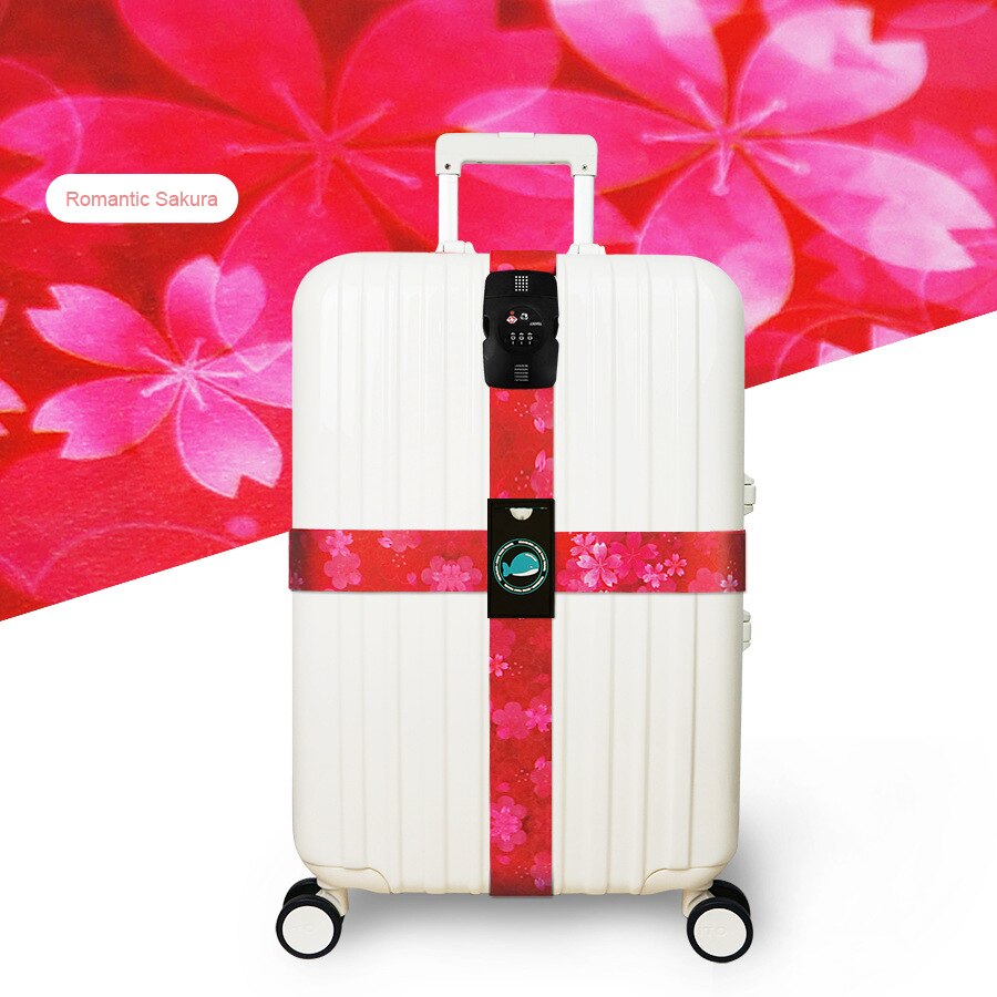 TSA Luggage Strap - 230cm - Geometric Pattern - Combination Lock Security Belt: Romantic Sakura