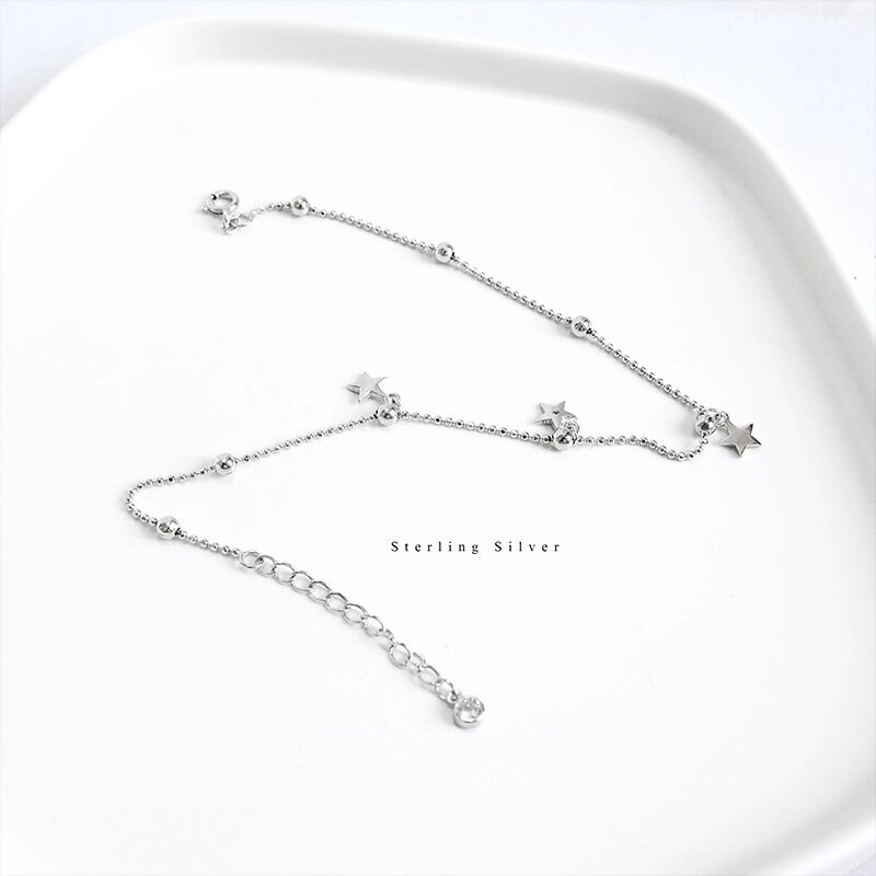 ZOBEI Minimalistischen 925 Sterling Silber Kreis Stern Fußkettchen Für Frauen Runde Geometrische Metall Kette Feine Schmuck Party Geburtstag