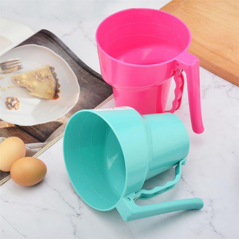 En forma de embudo harina tamiz colador fino Harina de harina tamiz azúcar glas Manual taza tamizadora horno doméstico para cocina pastelería cocina herramienta