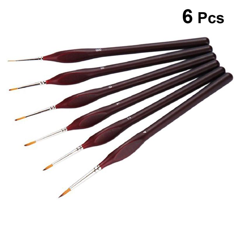9pcs Line Drawing Pen Hand Detail Paint Brushes Wolf Hair Tip Fine Detail Oil Painting Art Brushes Art Supplies A35: 6pcs as pic