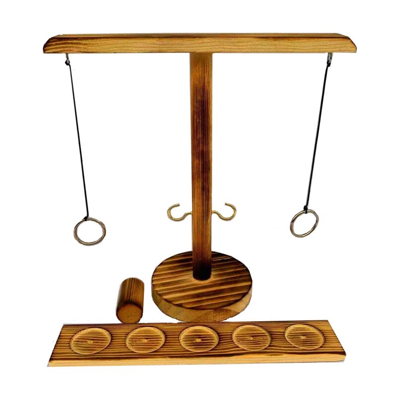 Ring Toss Bimini Game 2 Player Wooden Ring Toss Hooks Game Tabletop Craggy Bar Games Adults Drinking Games Toys: Round H02