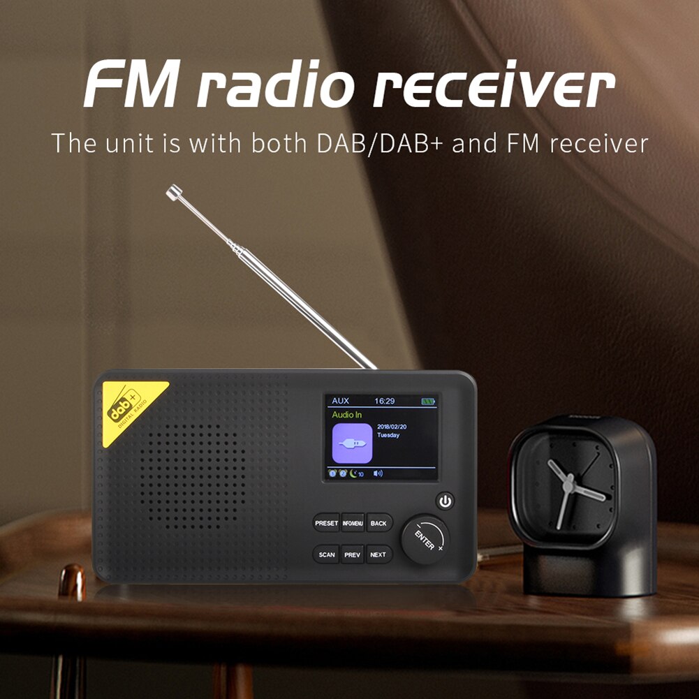 Portable DAB FM Receiver 5.0 Bluetooth Digital Stereo 2.4 inch LCD Display Home Radio Mini Player Receiver Broadcasting Player
