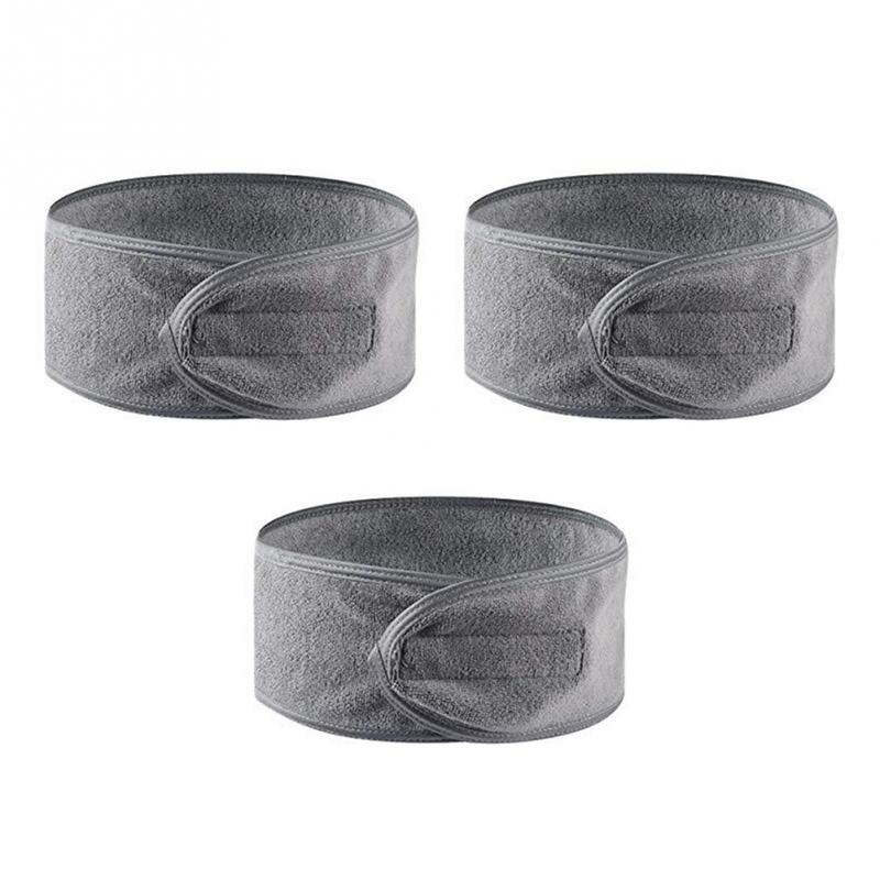 Vrouwen Mannen Mode Hoofdband Yoga Gym Sport Haarband Verstelbare Katoen Met Fastener Brede Elastische Voor Make Up En Wassen gezicht 3Pcs: Grijs