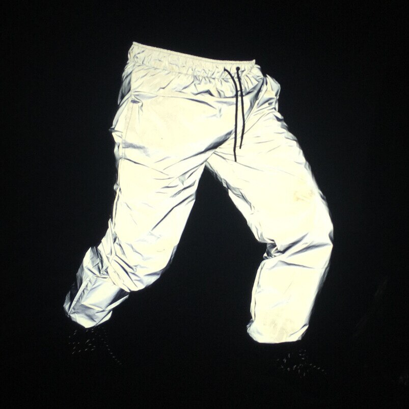 Dropshipper hip hop herr reflexbyxor joggingbyxor herr träningsbyxor streetwear fritids nattljus reflexbyxor för par