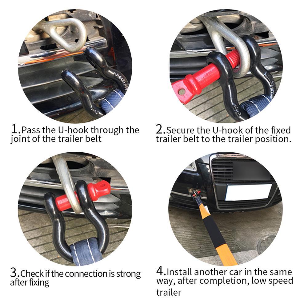 16ftx2in 5 Tons Heavy Duty Car Road Recovery Tow Strap Towing Rope Orange