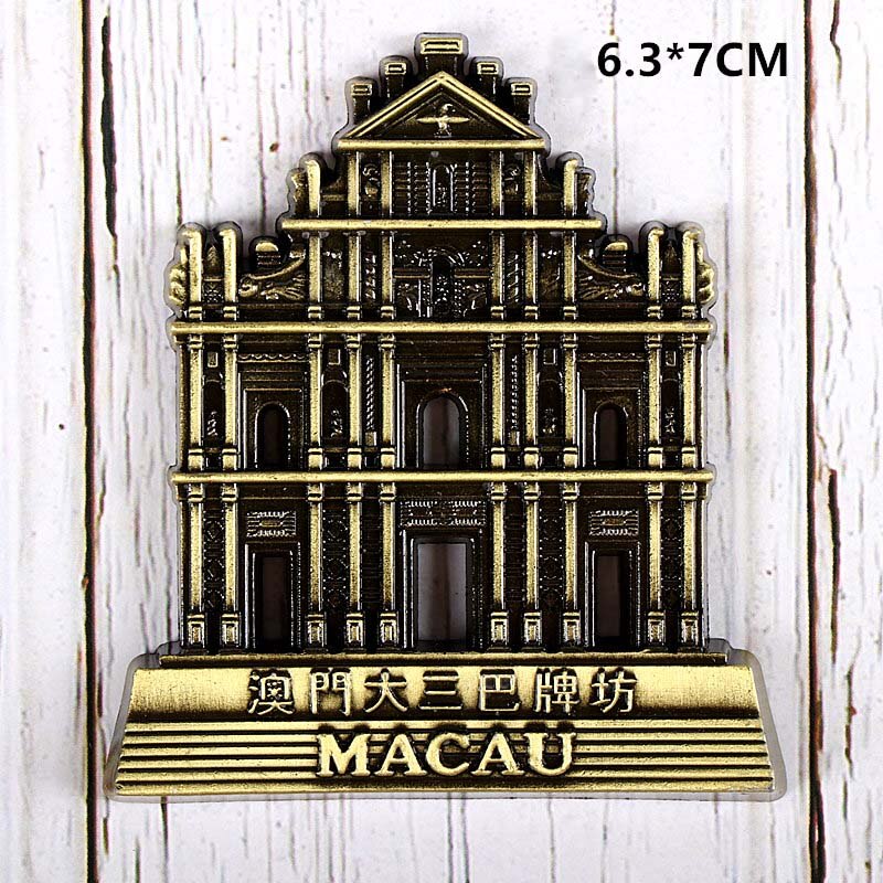 Metalliset jääkaappimagneetit magneettinen jääkaappipyramidi eiffel-torni maamerkki pariisi ranska riemukaari oscar turisti matkamuisto: Macao sanba holvikäytävä