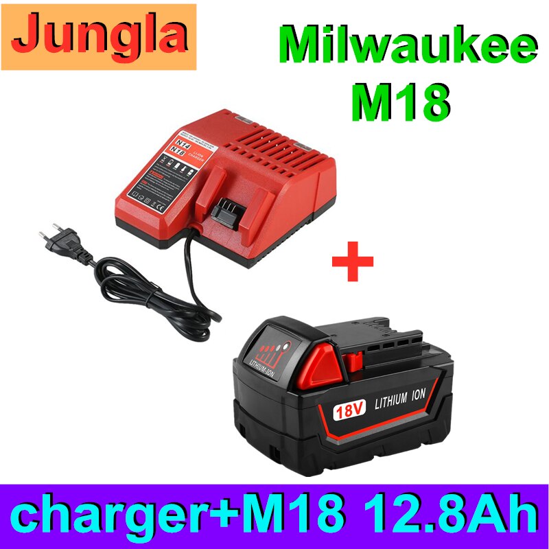 Originele 18V 12800Mah Replacemet Lithium Ion 12.8Ah Batterij Voor Milwaukee Xc M18 M18B Cordless Gereedschap Batterijen + Oplader