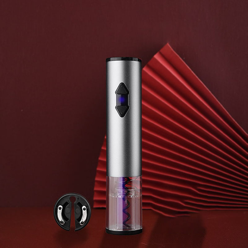 Mini Wine Bottle Opener with LED Night Light Rechargeable USB Corksrew Home Accessories Praty Bar Tool Adult: Silver