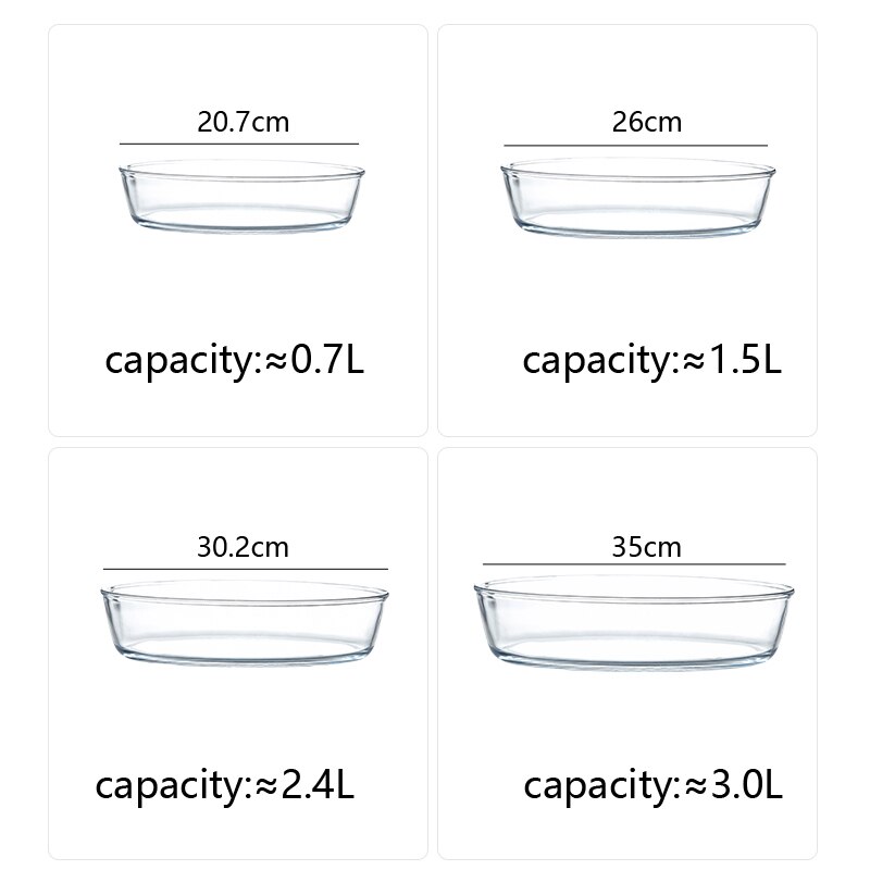 Heat Resistant Glass Plate Household Microwave Oven Baking Tray Salad Fish Plate Oval Transparent Glass Plate