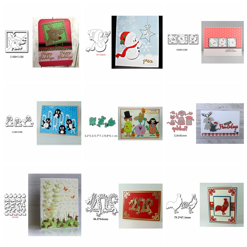 Troqueles de corte de Metal de animales, pingüino, pájaro, dragón, alce, cachorro para álbum de recortes, plantillas de troqueles para tarjetas grabado en relieve para fotos, tarjetas