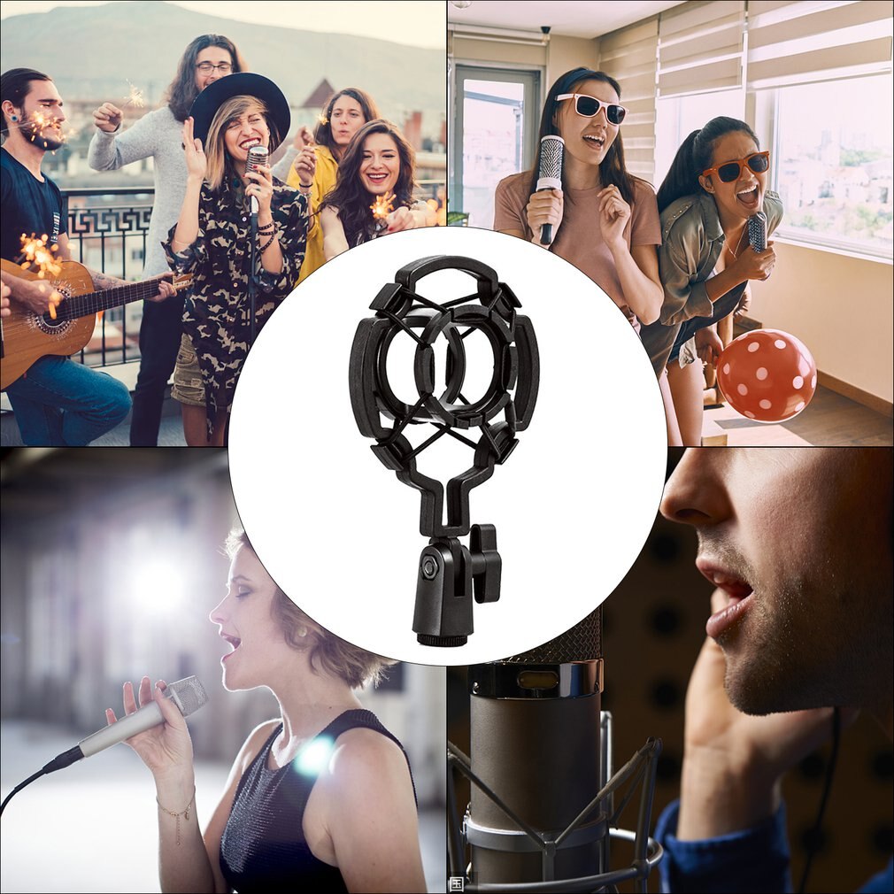 Universal Condenser Microphone Mic Shock Mount Holder Studio Recording Bracket For Large Diaphram Mic Clip Black