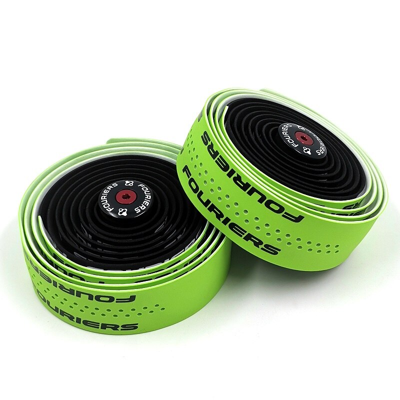 Fouriers Road Fietsstuur Tape Fixed Gear Bike Dubbele kleur Stuurlint Wraps PU Materiaal Fietsstuur Tape: Black Green