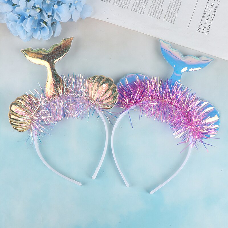 Diadema con corona de de sirenita, sombrero con cola de sirena, ACCESORIOS FOTOGRÁFICOS para niña, de cumpleaños, accesorios para el cabello de sirena