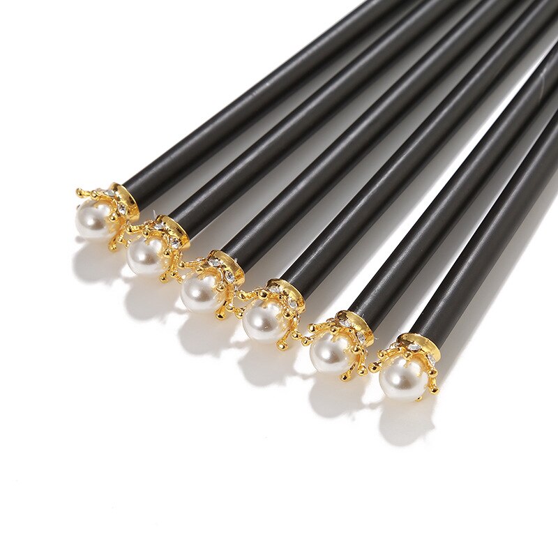 20pcs kawaii black wooden pencil lot pearl crown pencil for school office writing supplies korean HB standard pencil