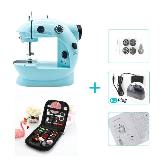 Booksew Mini Sewing Machine Portable Cutter Foot Pedal Straight Line Hand Table Night Light Two Thread Electric Winding Mending: 02-Z3-EU