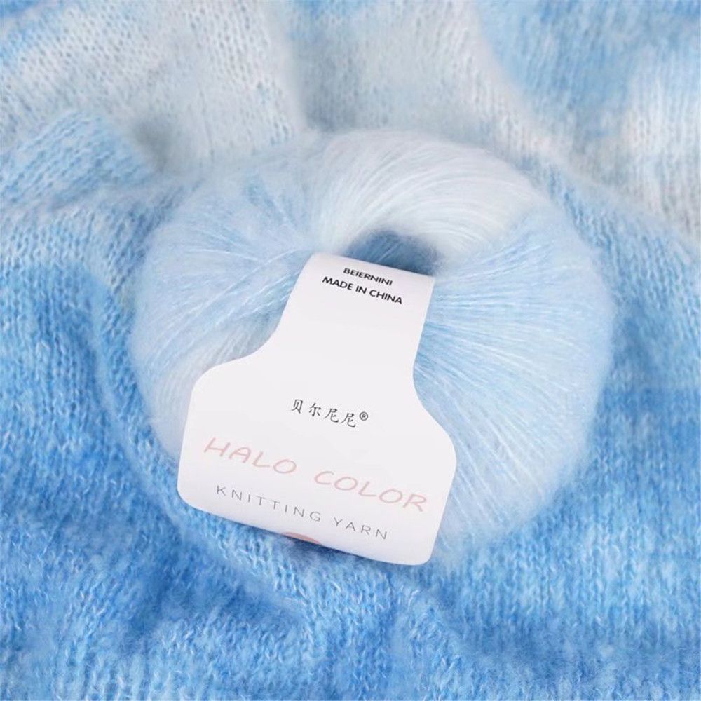 30g/Ball Gradient Mohair Wool Thread Rainbow Colorful Silk Pony Hair Superfine Shawl Scarf Thread DIY Hand Knitting Crochet Yarn