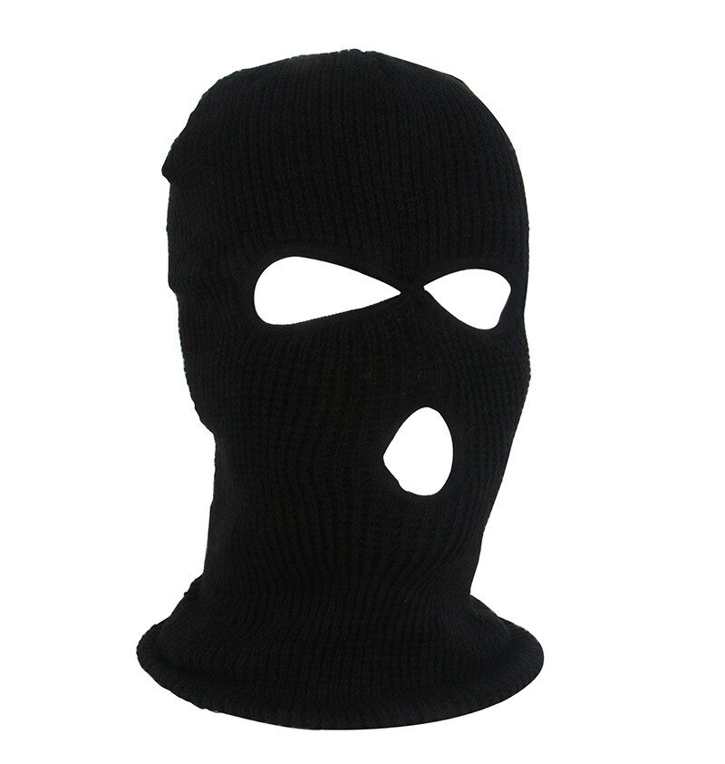 Black Cotton Wool For Outdoor Warmth Full Face Mask Ski Mask Winter Cap Balaclava HoodArmy Mask 3Hole Breathable Cycling Mask