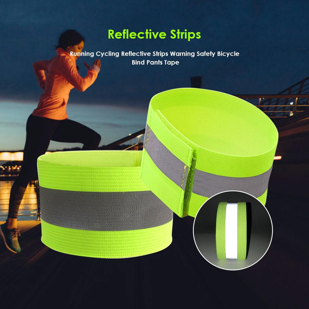 Running Cycling Reflective Strips Warning Bike Safety Bicycle Bind Pants Hand Leg Strap Reflective Tape Sports