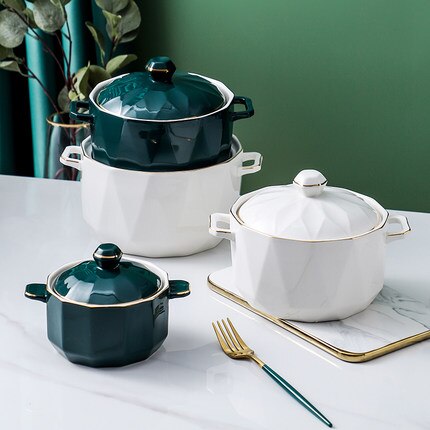 Kreatywne gospodarstwo domowe natychmiastowa miska z pokrywką na makaron styl skandynawski sałatka ceramiczna zupa owocowa wazy przeciw poparzeniom ryż spożywyczy garnek