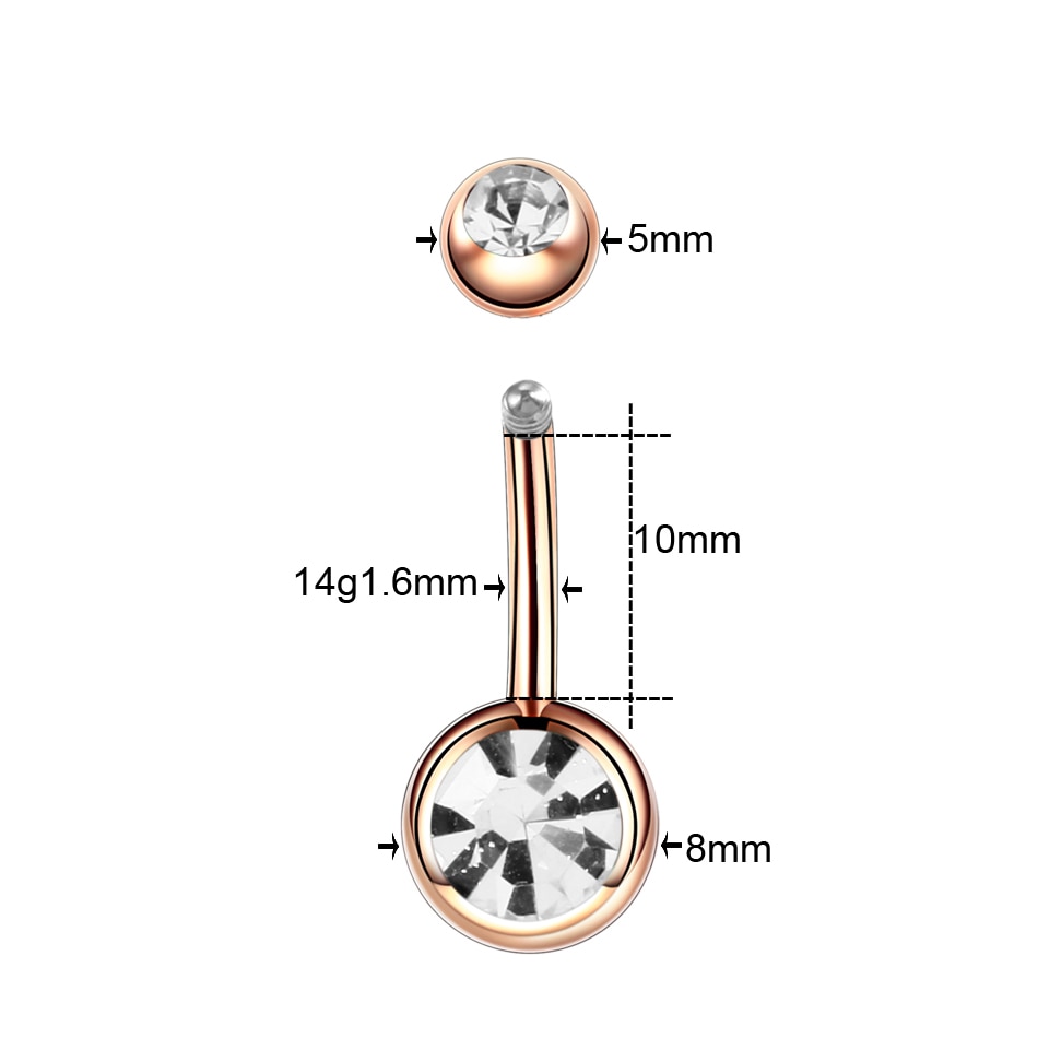 1PC Steel Piercings Ombligo 14G Navel Piercing Belly Button Piercing Nombril Rose Gold Dangle Earring Belly Barbell Body Jewelry