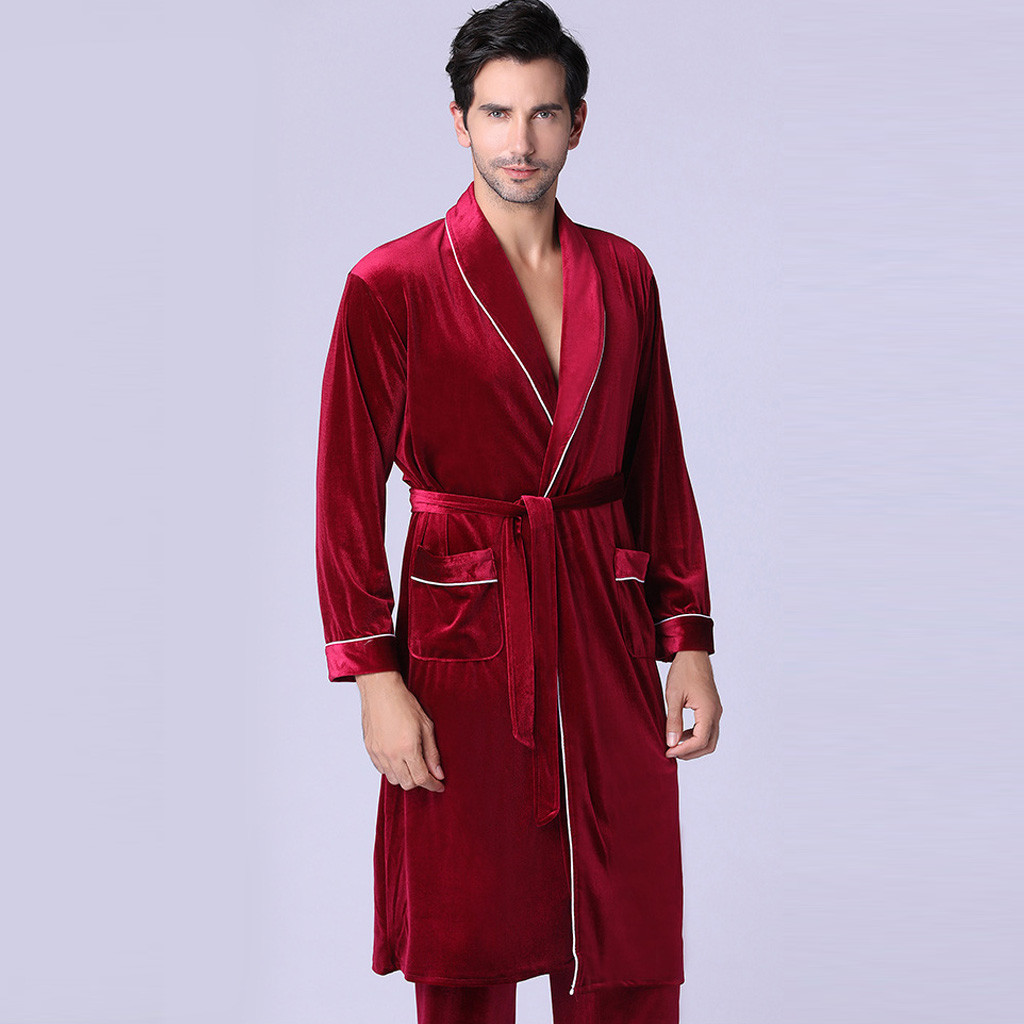 products Men's Long-sleeved Foreign Trade Home Service Gold Velvet Pajamas Suit Man woma