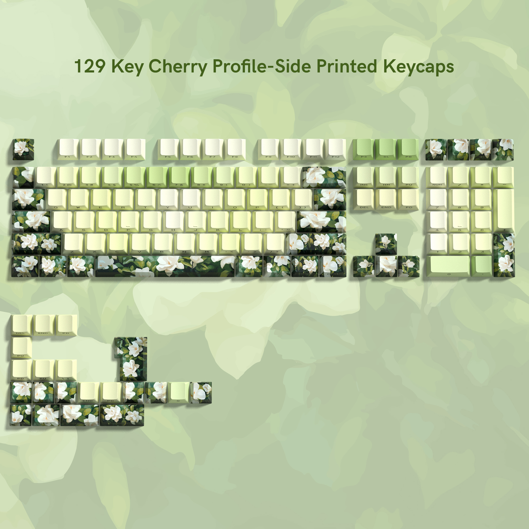 127 teclas que brilla a través de flor de ciruelo perfil de cereza Keycap PBT Keycap Dye-Sub Cherry MX interruptores para teclado mecánico de jugador: Cream color