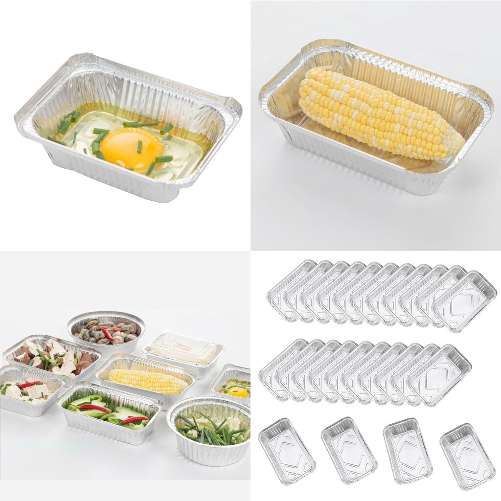 25 stk utendørs bbq stanniol drypppanner engangs bakepanne matbeholder