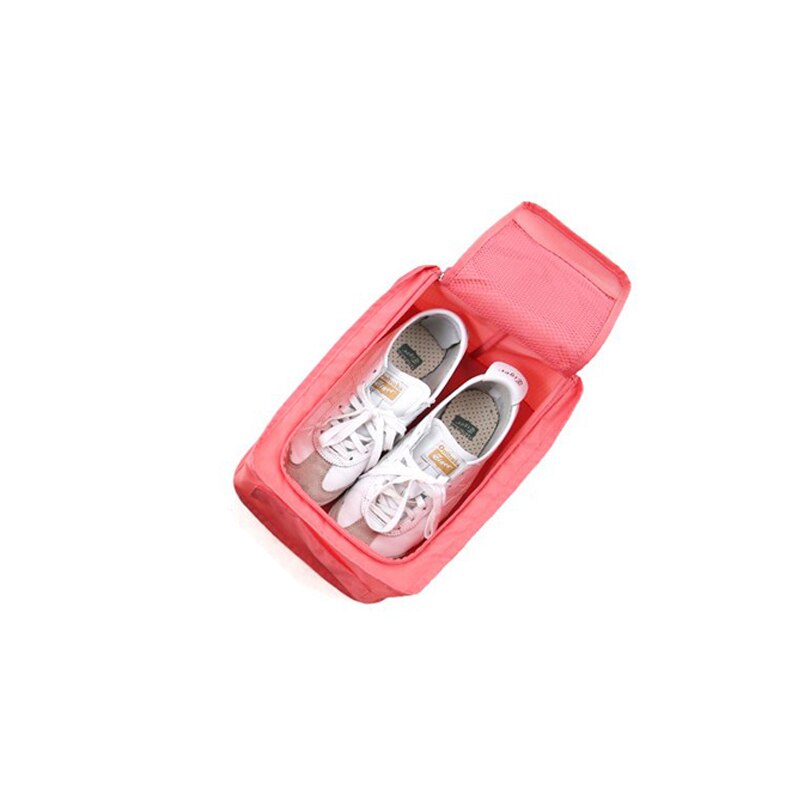 Travel Portable Waterproof Shoes Bag Organizer Storage Pouch Pocket Packing Cubes Handle Nylon Zipper Bag,Travel accessories: Peach pink